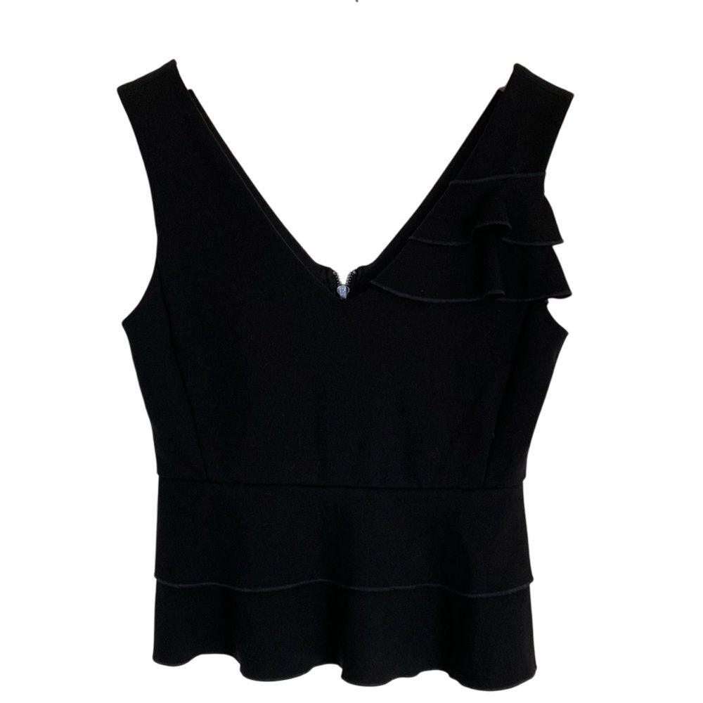 Guest‎ Editor Dressy Tank Top Womens Size XS Black Tiered Peplum Style